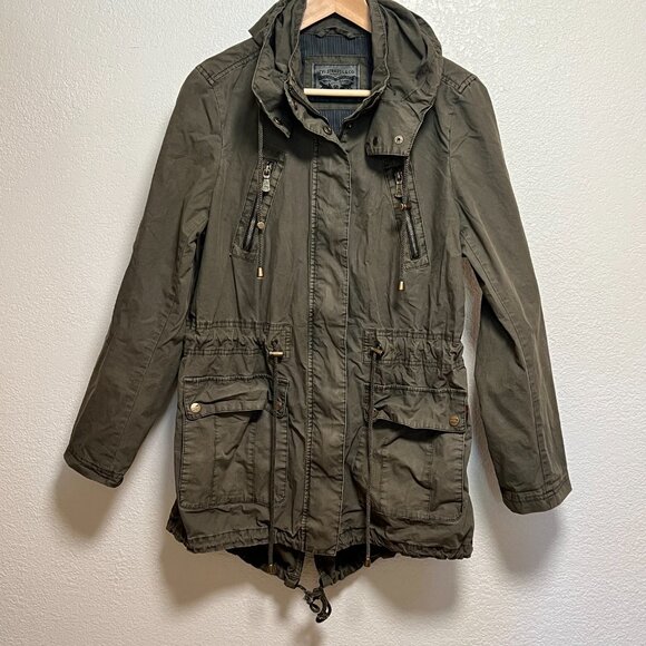 Levi's Army Green Barn Field Utility Bella Swan PNW Y2K Grunge Jacket Women M - Picture 10 of 11
